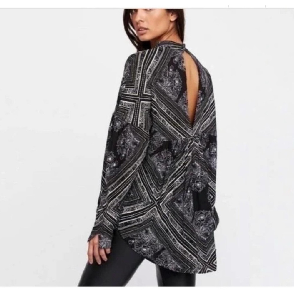 Free People Walking On a Dream Long Sleeve Oversized Tunic Top Sz M